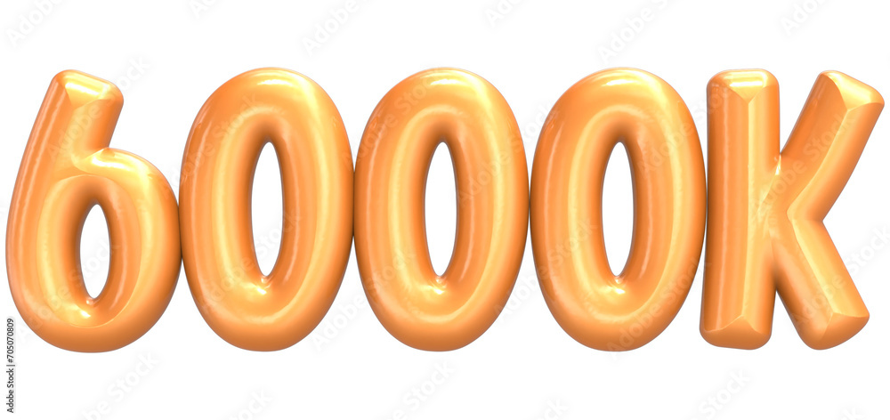 6000K Balloon Number Gold 3D Render 6000K Balloon Number Gold 3D Render