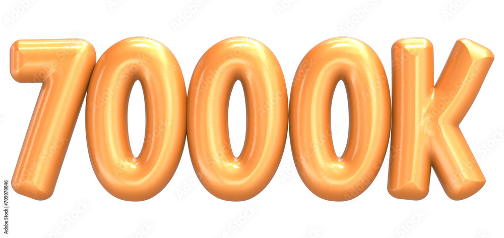 7000K Balloon Number Gold 3D Render 7000K Balloon Number Gold 3D Render