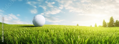 A Golf Ball on a Green Field Generative AI photo
