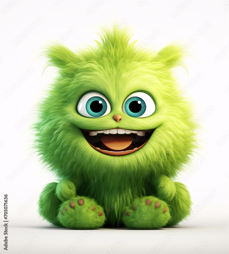Green Monster with Big Eyes and Teeth Generative AI Green Monster with Big Eyes and Teeth Generative AI