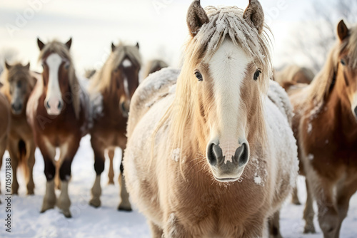 Mane animal nature brown horses winter wild equine beauty farm © SHOTPRIME STUDIO