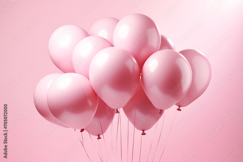 Pink balloons floating in the air Generative AI