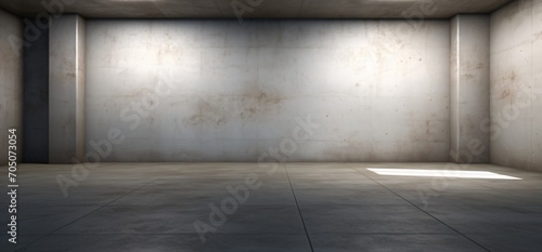 A large, empty room with a concrete wall and a single window Generative AI © Bipul Kumar