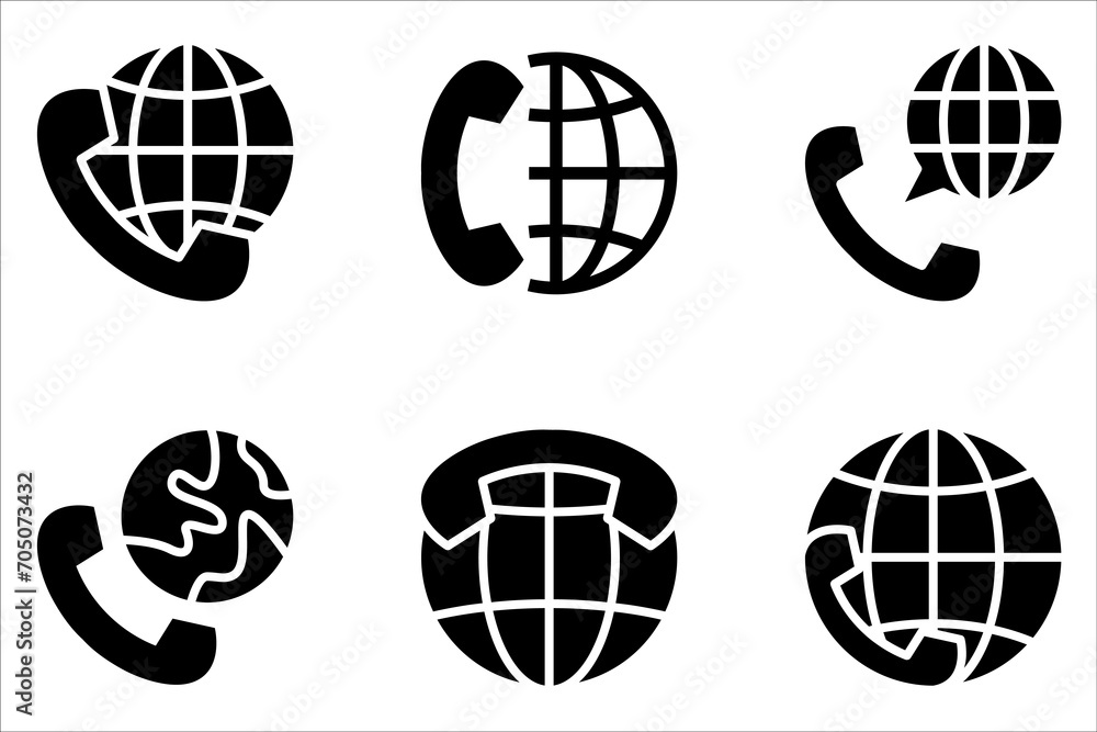 International calls icon set design isolated on white background. International calls icon set design isolated on white background.