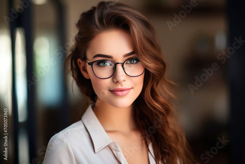 Glasses-Wearing Student Girl Beaming
