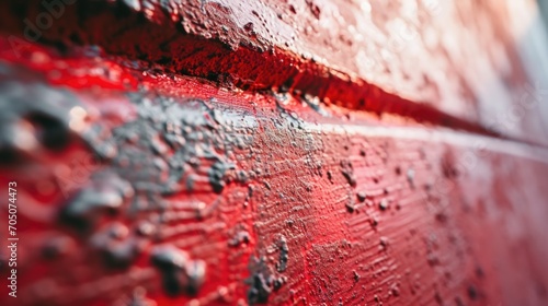 A close up view of a wall painted in vibrant red. This image can be used to depict concepts such as interior design, home decor, or abstract art