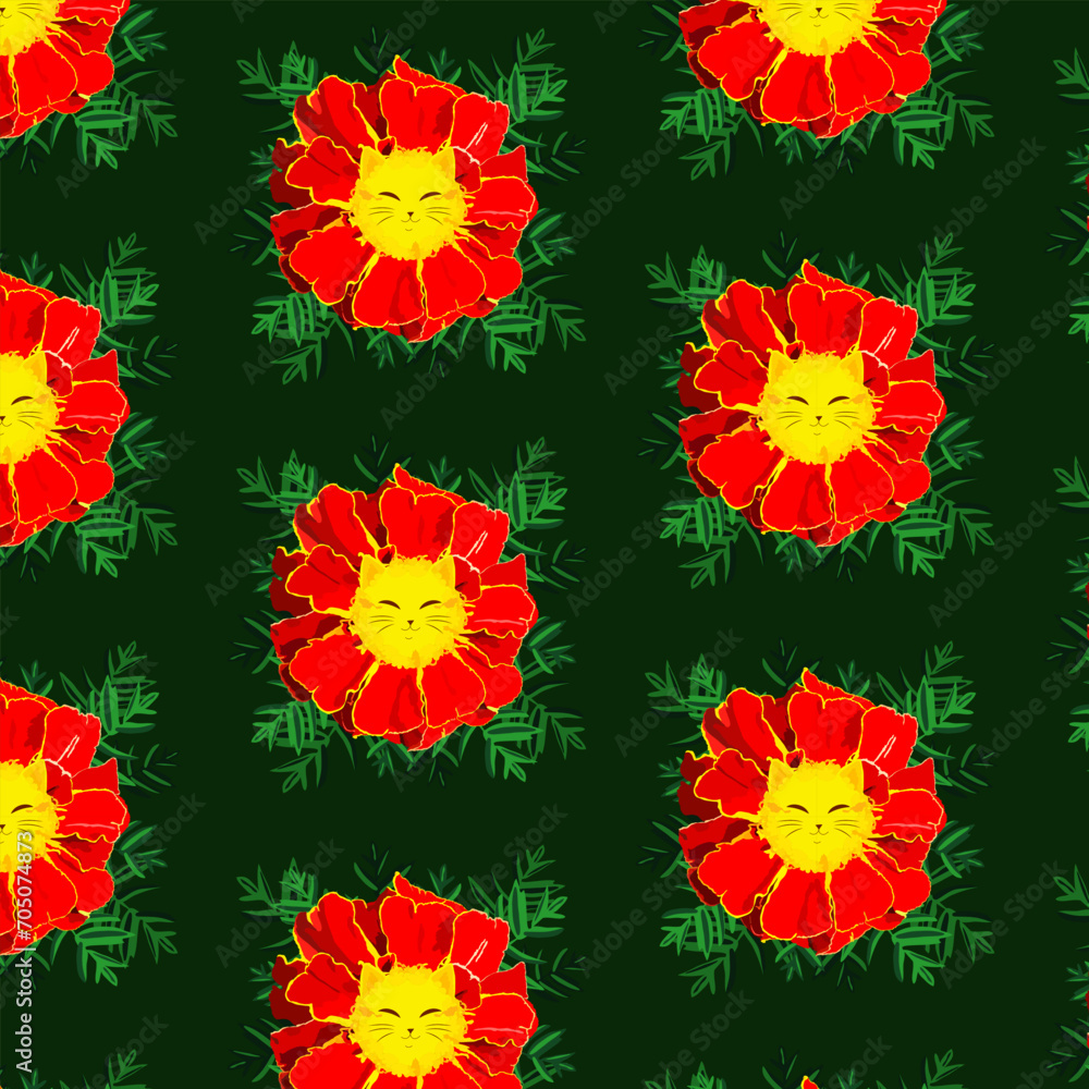 Pattern with flowers and green leaves. Cute floral pattern. Vector illustration . For print. Pattern with flowers and green leaves. Cute floral pattern. Vector illustration . For print.