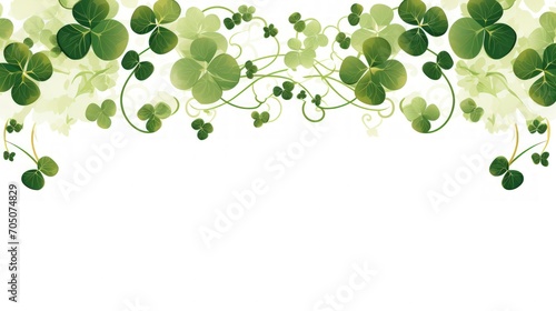 Happy Saint Patrick's Day with shamrocks clover leaf green on white background. AI generated image