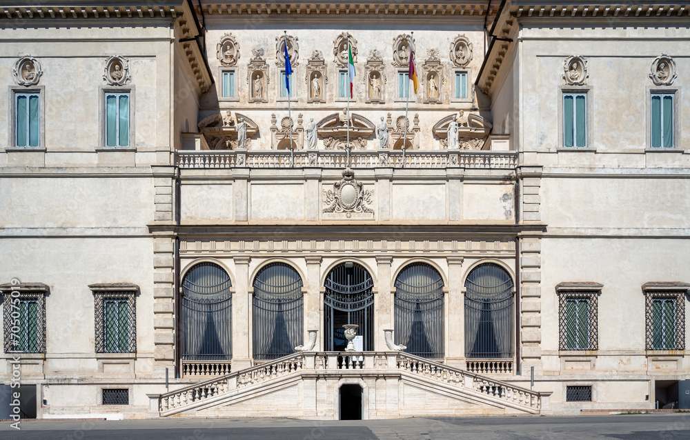 Beautiful facade of the famous Galleria Borgese in Rome, Italy