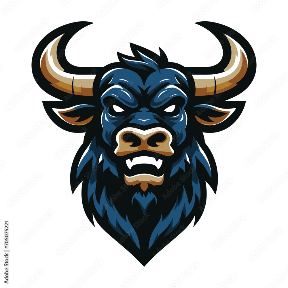 wild strong animal bull head face mascot design vector illustration, logo template isolated on white background wild strong animal bull head face mascot design vector illustration, logo template isolated on white background