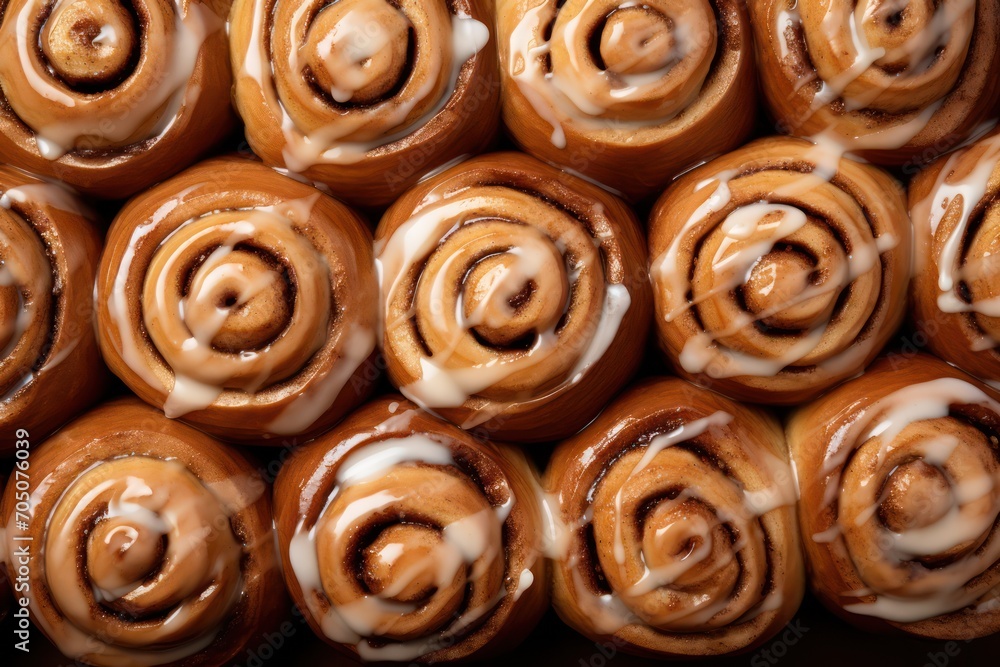 Cinammon roll buns on oven tray flat lay. Baking classic traditional pastry sweet food. Hygge and Lykke concept. Cinammon roll buns on oven tray flat lay. Baking classic traditional pastry sweet food. Hygge and Lykke concept.