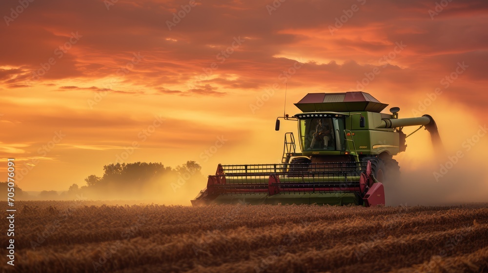 Obraz premium combine harvester working on a field