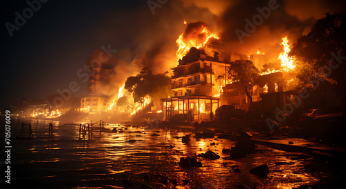 View of the massive Visakhapatnam Harbor fire in American City