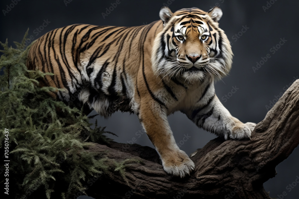 Tiger climbing a tree