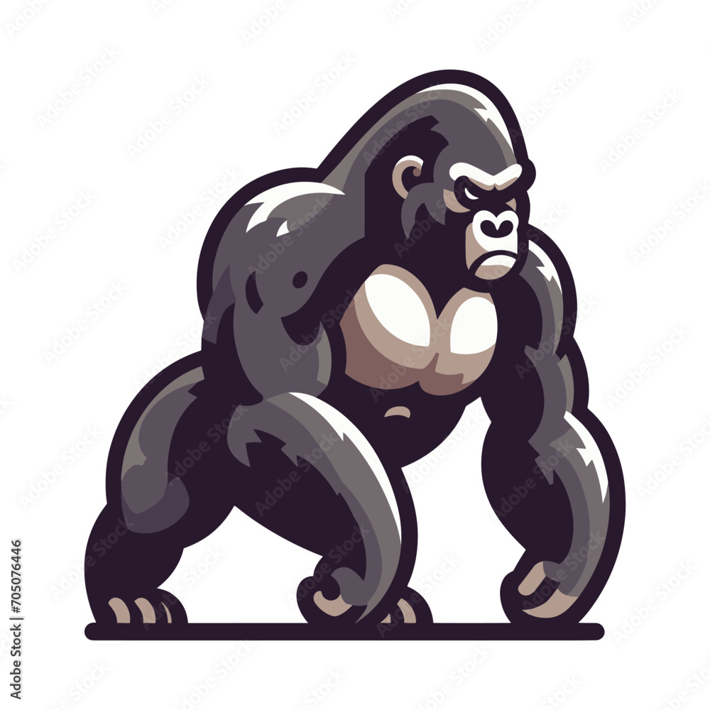 Fototapeta premium muscle gorilla ape monkey mascot design logo vector illustration isolated on white background