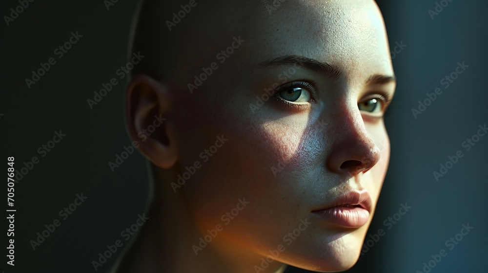 Portrait of beautiful bald girl with cancer Portrait of beautiful bald girl with cancer