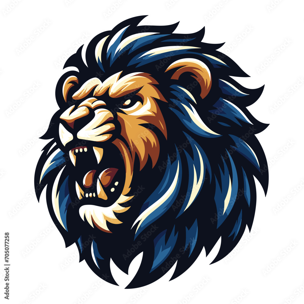 Lion Head Roaring Logo mascot vector illustration, emblem design isolated on white background Lion Head Roaring Logo mascot vector illustration, emblem design isolated on white background