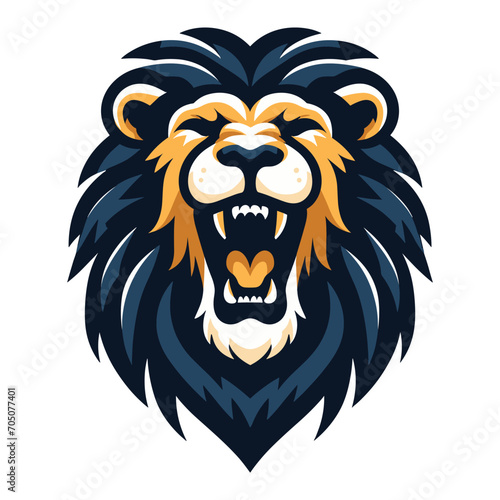 Wallpaper Mural Lion Head Roaring Logo mascot vector illustration, emblem design isolated on white background Torontodigital.ca
