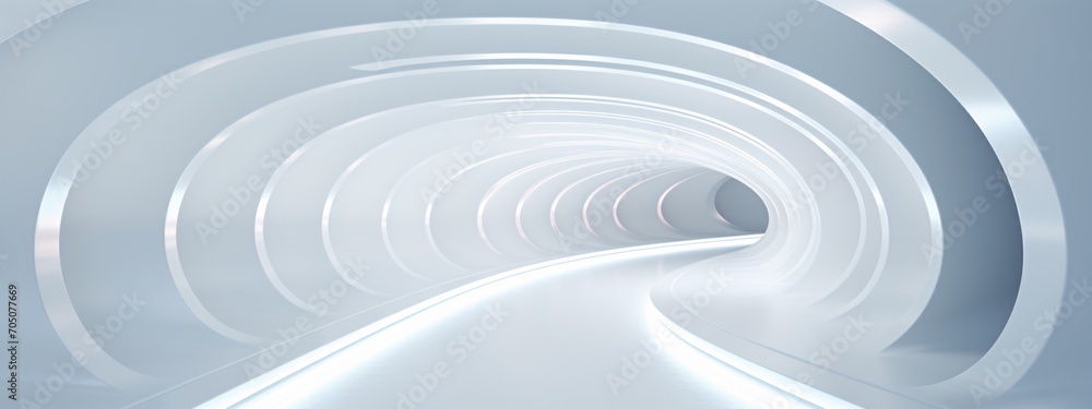 A long white tunnel with a curved ceiling Generative AI A long white tunnel with a curved ceiling Generative AI