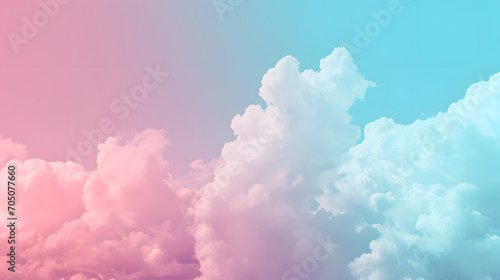 Soft blue sky clouds pink shapeless flat abstract colorful background