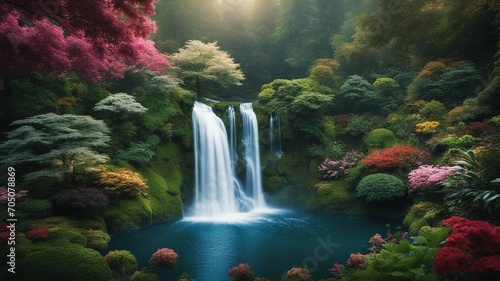 waterfall in the jungle ethereal fantasy concept art of masterpiece,  macro photo of     butchart gardens   © Jared