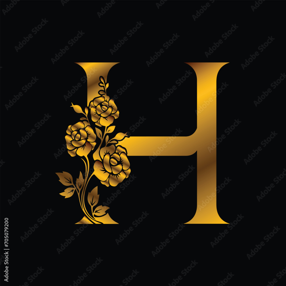 Single letter floral decoration art in golden effect vector illustration Single letter floral decoration art in golden effect vector illustration