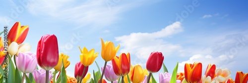 Colorful tulips flower unde...