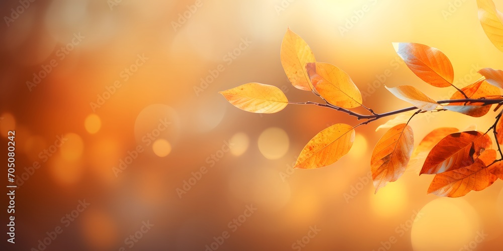 autumn colored leaf branch on abstract blurred yellow nature background with defocused sun lights, fall season concept banner with copy space autumn colored leaf branch on abstract blurred yellow nature background with defocused sun lights, fall season concept banner with copy space