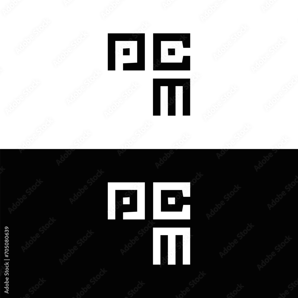 PCM logo. P C M design. White PCM letter. PCM, P C M letter logo design. Initial letter PCM letter logo set, linked circle uppercase monogram logo. P C M letter logo vector design.	
