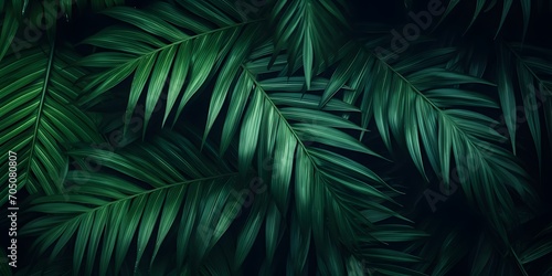 closeup of beautiful palm leaves in a wild tropical palm garden  dark green palm leaf texture concept full framed  wallpaper decoration