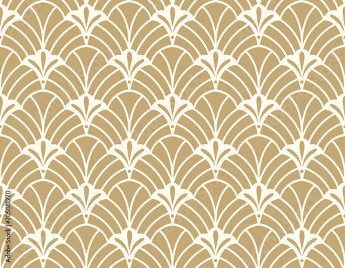 Modern floral art deco pattern. Seamless abstract botanic background. Vector illustration.