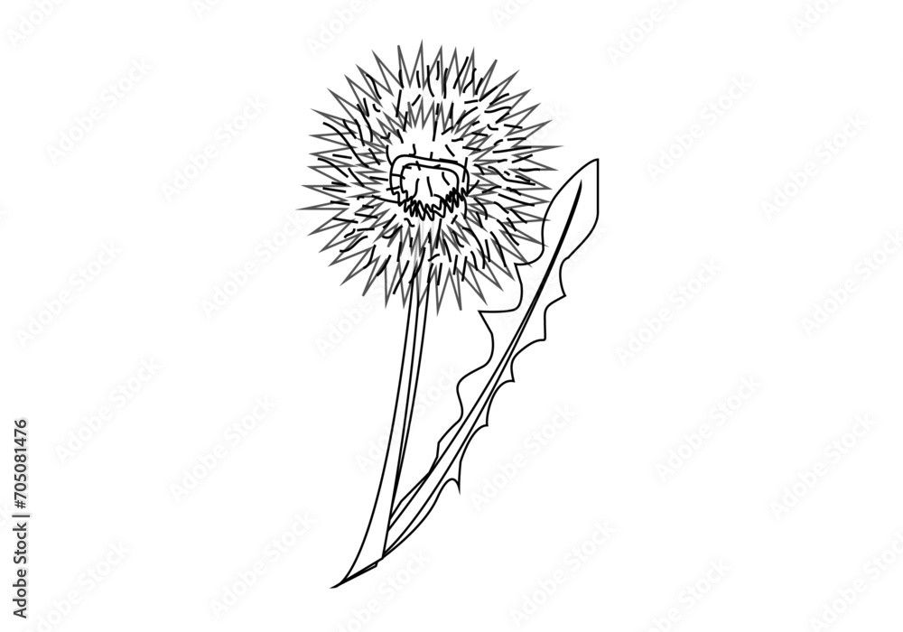 Icono de trazado negro dibujando una flor primaveral. - obrazy, fototapety, plakaty 