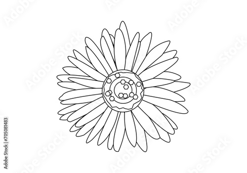 Icono de trazado negro dibujando una flor primaveral.