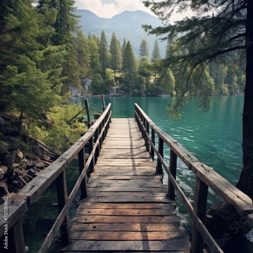 wooden bridge over the lake © faiz