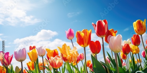 Colorful tulips flower unde...