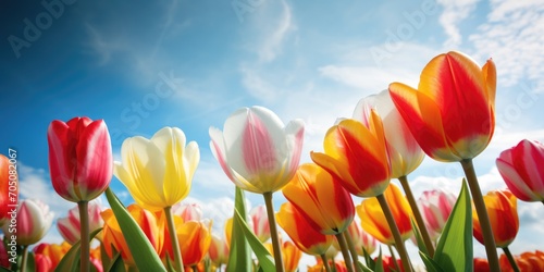 Colorful tulips flower unde...