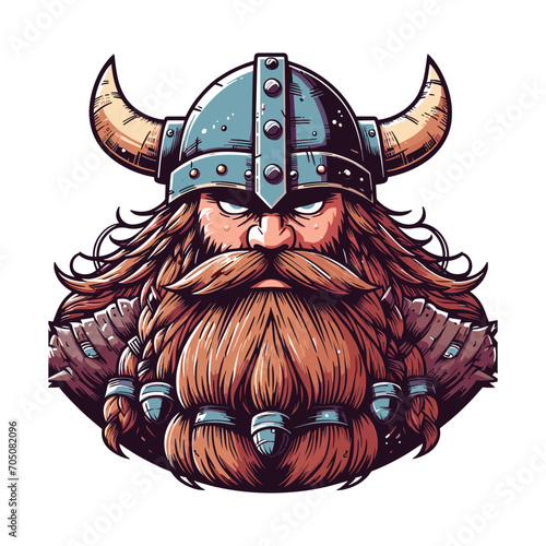 Viking head face vector illustration template, suitable for t shirt design, logo design, tattoo many more. Design isolated on white background