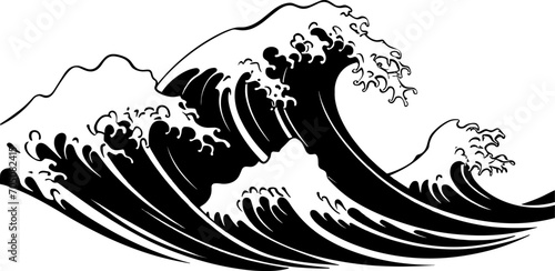 Waves sketch. Hand drawn illustration converted to vector. AI generated illustration.
