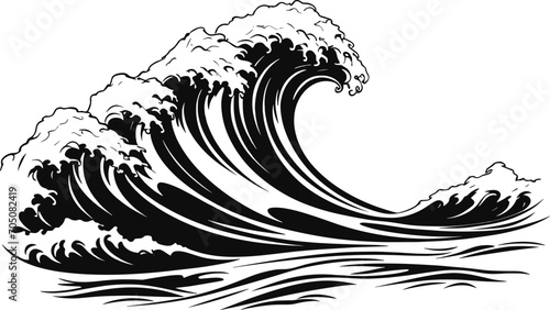 Waves sketch. Hand drawn illustration converted to vector. AI generated illustration.