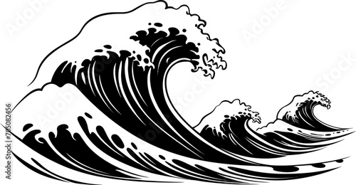 Waves sketch. Hand drawn illustration converted to vector. AI generated illustration.