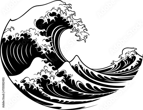 Waves sketch. Hand drawn illustration converted to vector. AI generated illustration.