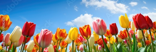 Colorful tulips flower unde...