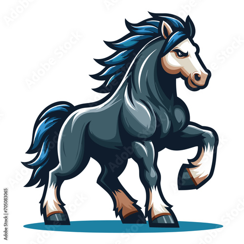 Strong athletic animal horse mascot design vector illustration, logo template isolated on white background