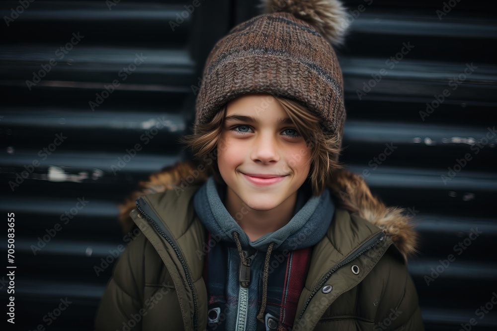 Portrait of a beautiful girl in a warm hat and coat. Portrait of a beautiful girl in a warm hat and coat.