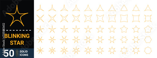 Blinking star yellow line icon collection - Vector