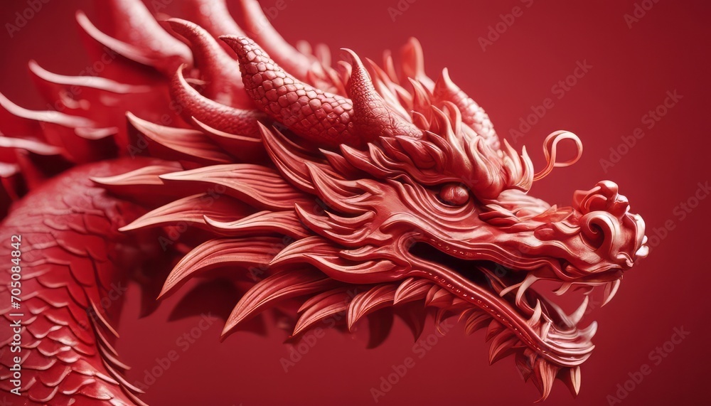 Obraz premium Red chinese dragon pattern on red