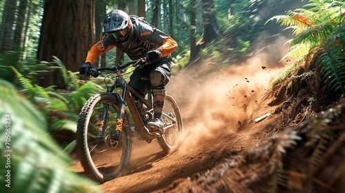 Mountain bike rider made with Ai generative technology, person is fictional photo