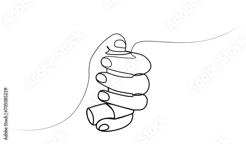 continuous one line drawing of asthma spray in hand