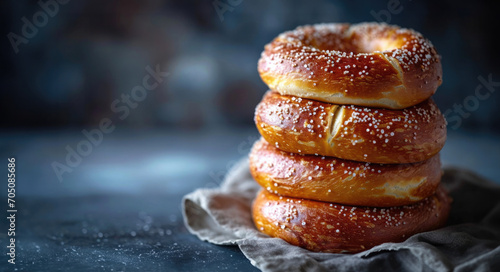 A Munich pretzel on dark background