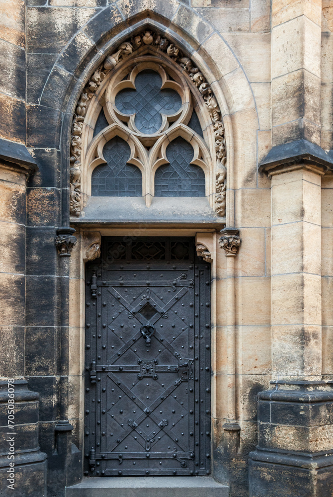 Door of Saint Vitus cathedral in Prague, Czech Republic